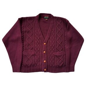 Vintage Oakton Limited Mens Sweater XL Cardigan Cableknit Chunky Fisherman